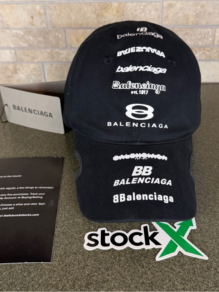 Balenciaga Rare Cap Mens Black LogoPrint Baseball Cap